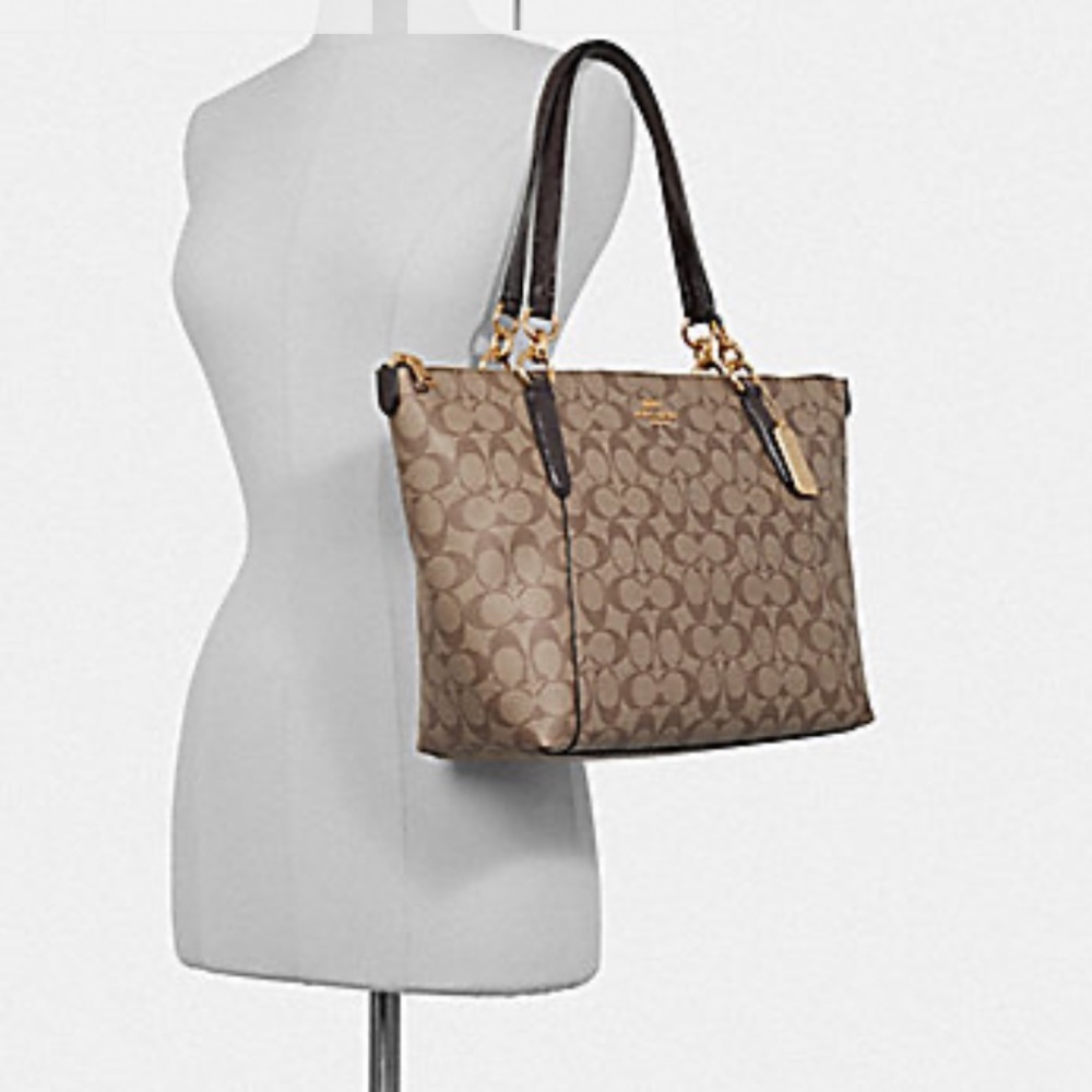 Sold🚫COACH AVA TOTE SIGNATURE CANVAS KHAKI bag - Picture 4 of 6